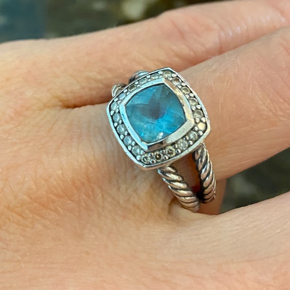 David Yurman Petite Albion Ring -Blue Topaz